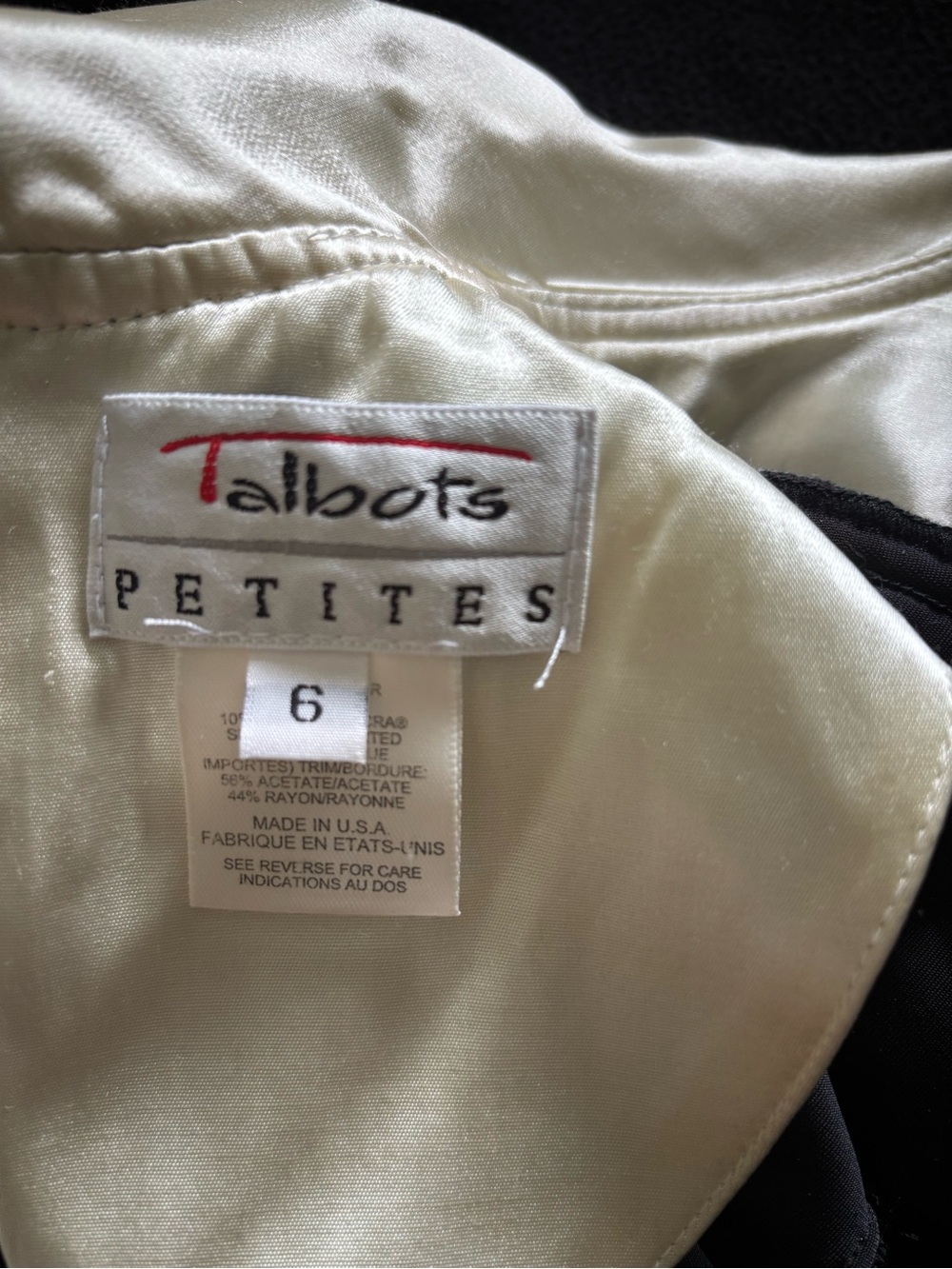 Vintage Talbots Black Women's dress with Ivory collar and sleeves